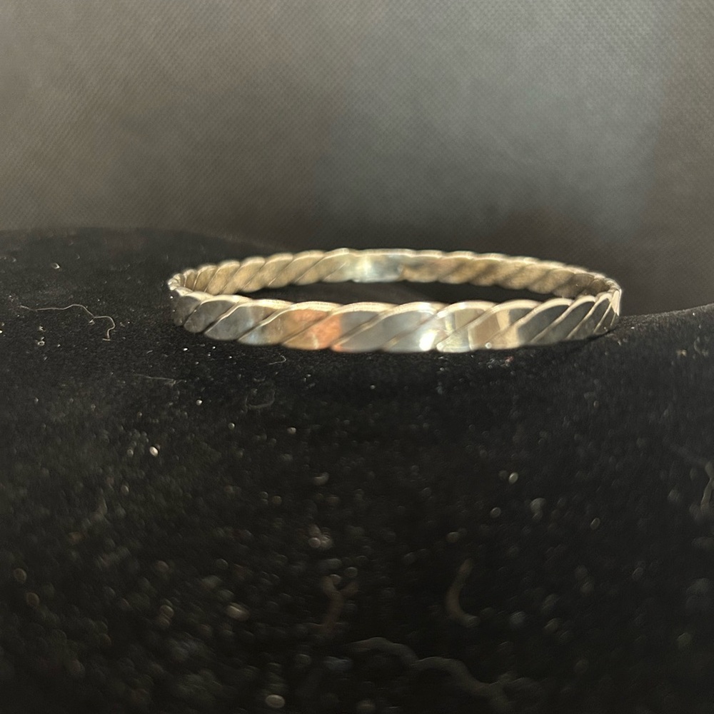 Sterling Silver Rope or Flattened Twist Bangle From Mexico